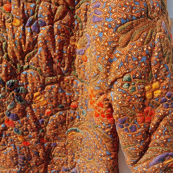 Vintage 90s Smithsonian Institution Cotton Indonesian Quilted Jacket Large - Picture 7 of 11